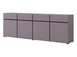 Buffet HAVANA 225 cm – Violeta pastel y negro – 4 puertas, 4 cajones – Diseño moderno