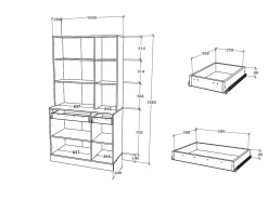 Buffet Hugo haaus, Antracita/Blanco, 100 x 44 x 188 cm