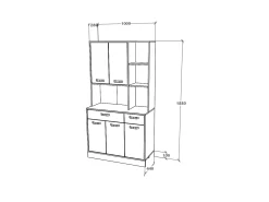 Buffet Hugo haaus, Antracita/Blanco, 100 x 44 x 188 cm