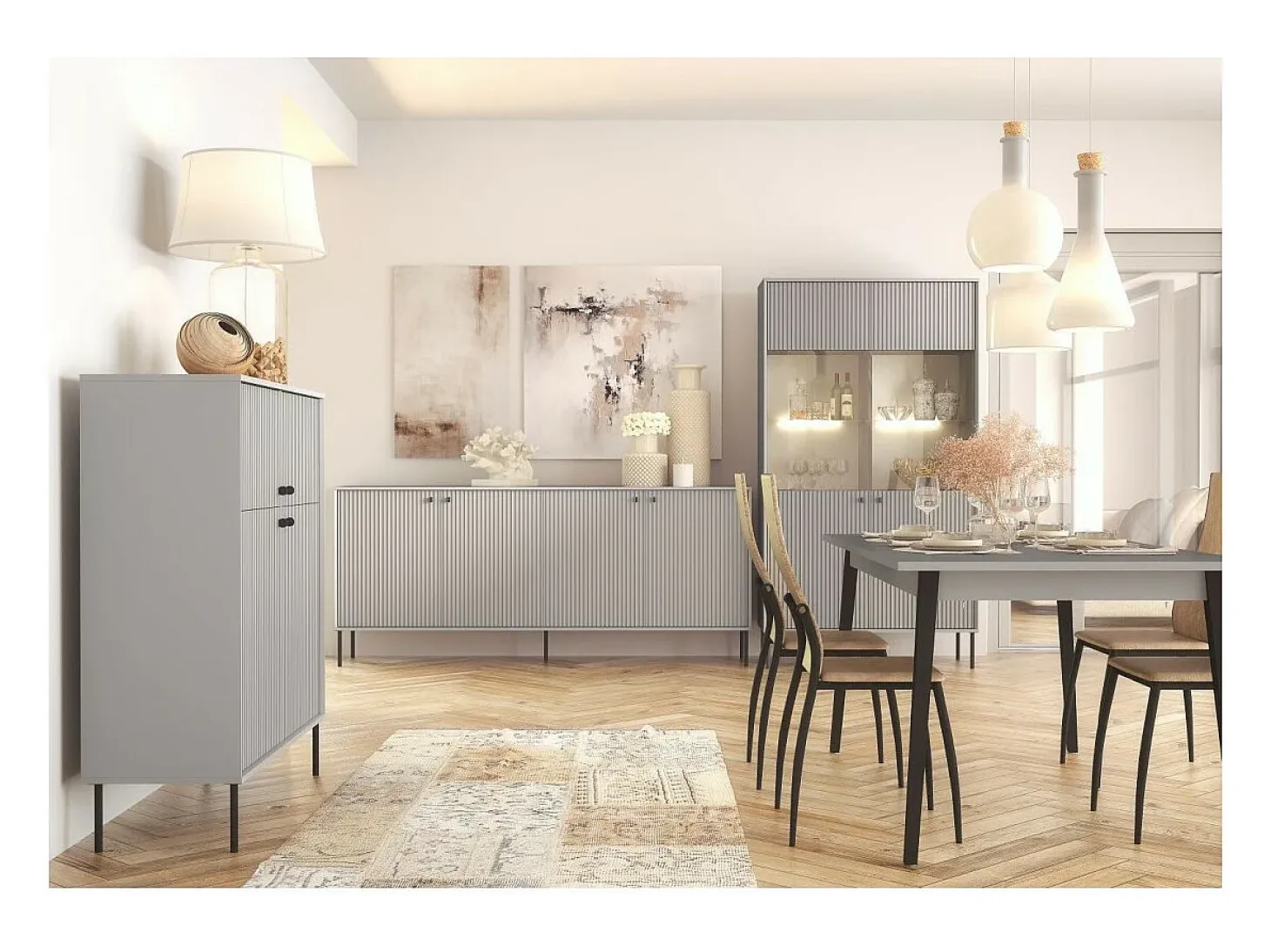 Buffet ISIS 4 puertas – Color gris – Estilo moderno – 207 cm