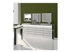 Buffet LINA blanco y negro con LED – 220 x 87 x 50 cm