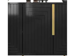 Buffet moderno 152×40×75 cm - con 4 puertas - con tiradores y patas dorados - negro