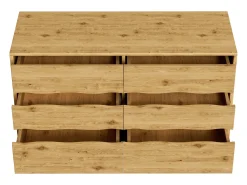 Buffet moderno 120×40×75,5 cm - con 6 cajones - aspecto madera - patas de metal - natural