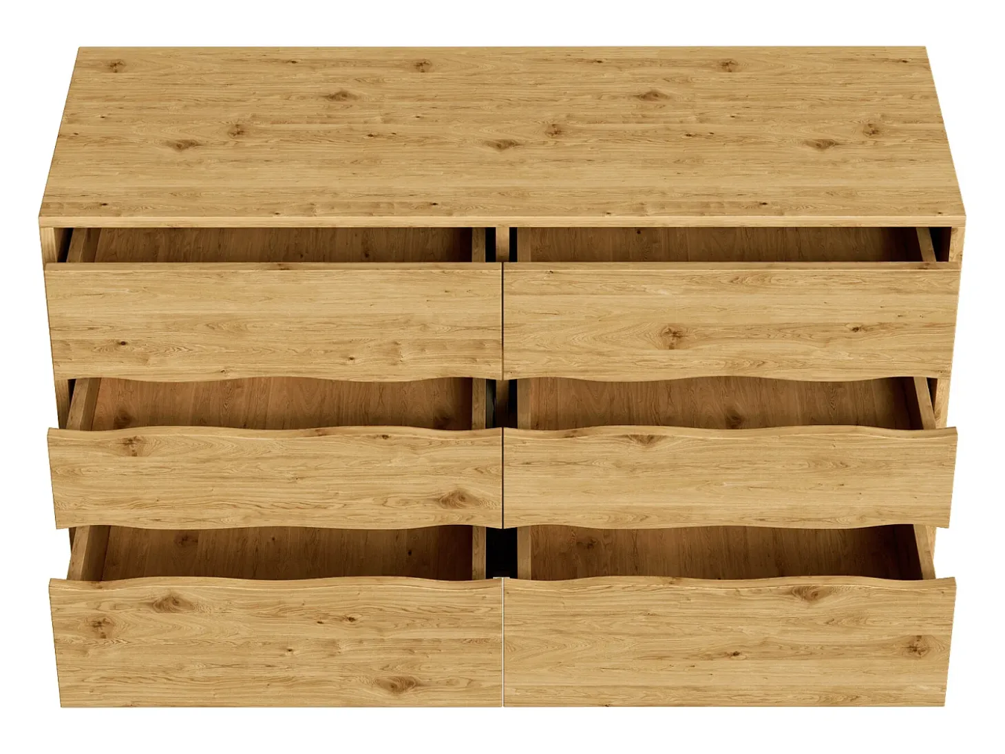 Buffet moderno 120×40×75,5 cm - con 6 cajones - aspecto madera - patas de metal - natural