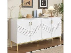 Buffet moderno 160×40×80,5 cm - con 4 puertas - MDF - blanco