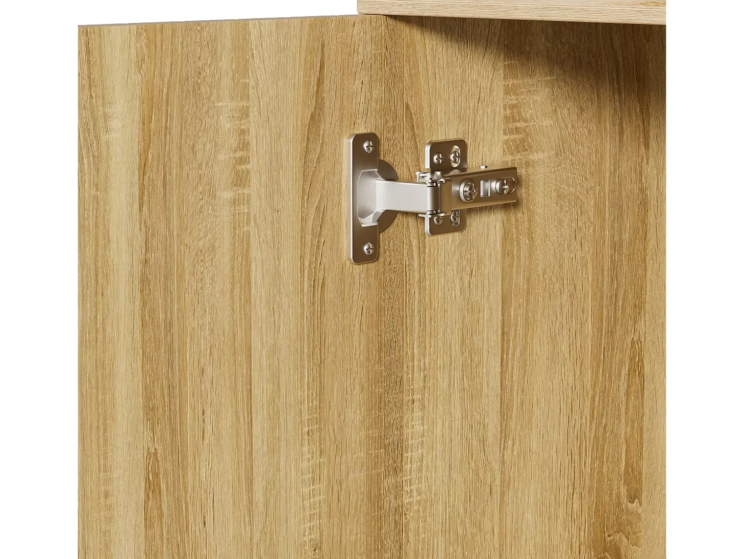 Buffet moderno de madera 160x36x94 cm - 4 puertas y 4 cajones - Acabado de madera - Paneles de partículas - Natural