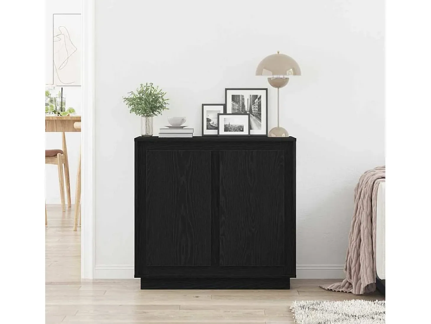 Buffet moderno Roble negro 80 x 34 x 75 cm Madera contrachapada