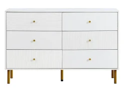 Buffet moderno 120x40x78 cm - 6 cajones - Patas de metal - MDF - Blanco