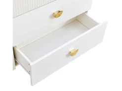 Buffet moderno 120x40x75 cm - con 6 cajones - Patas de acero - MDF - Blanco