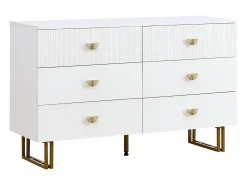 Buffet moderno 120x40x75 cm - con 6 cajones - Patas de acero - MDF - Blanco