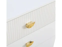 Buffet moderno 120x40x75 cm - con 6 cajones - Patas de acero - MDF - Blanco