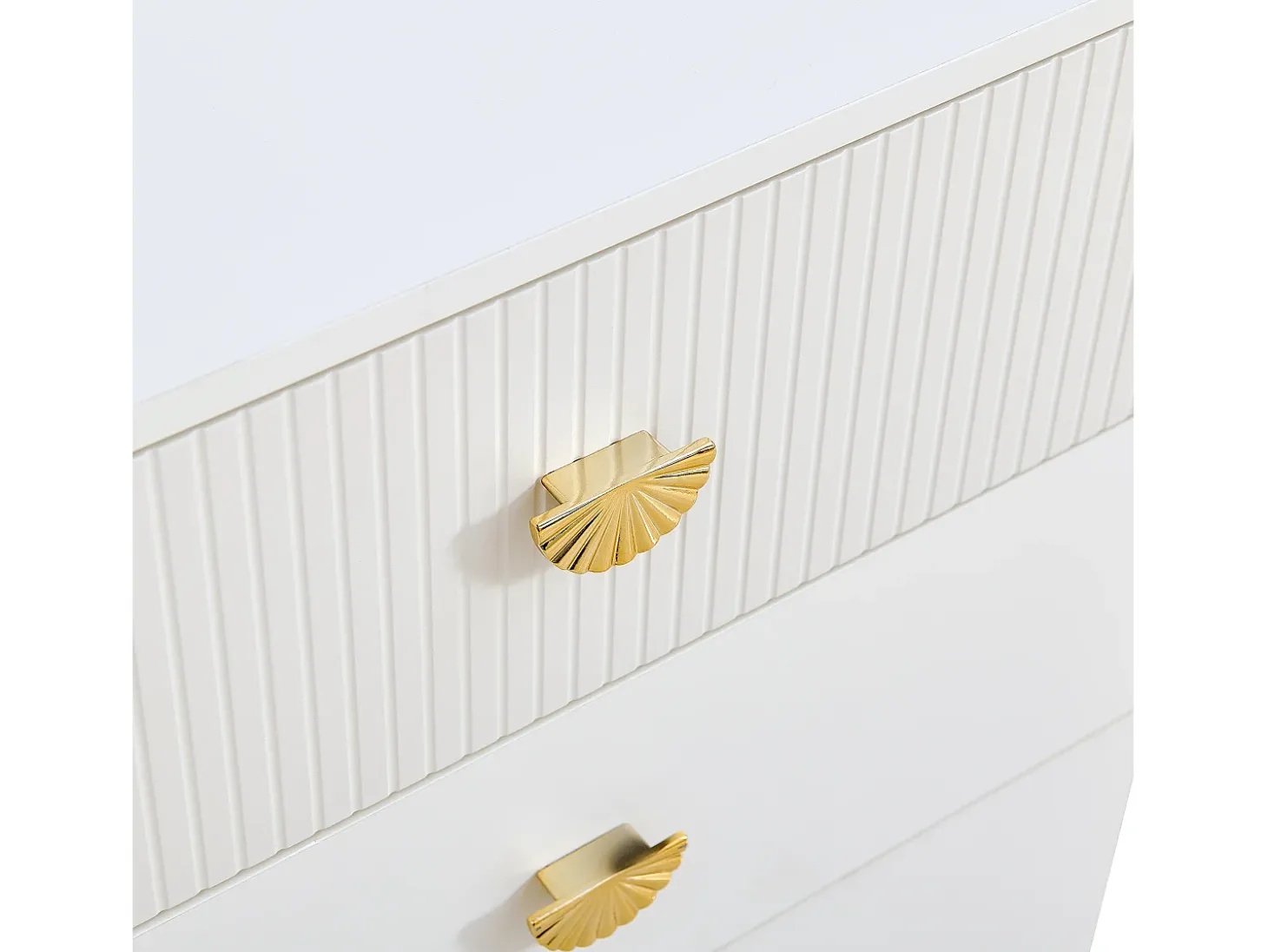 Buffet moderno 120x40x75 cm - con 6 cajones - Patas de acero - MDF - Blanco