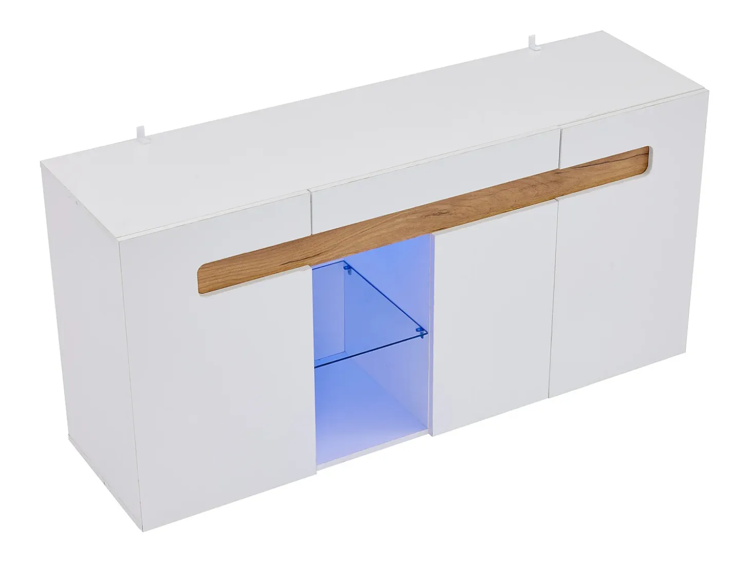 Buffet moderno 140x40x70 cm - con iluminación LED - con 3 puertas - blanco