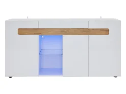 Buffet moderno 140x40x70 cm - con iluminación LED - con 3 puertas - blanco