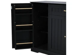 Buffet moderno 107x40x83.4cm - con 3 puertas y 1 cajón - con estantes ajustables - Negro