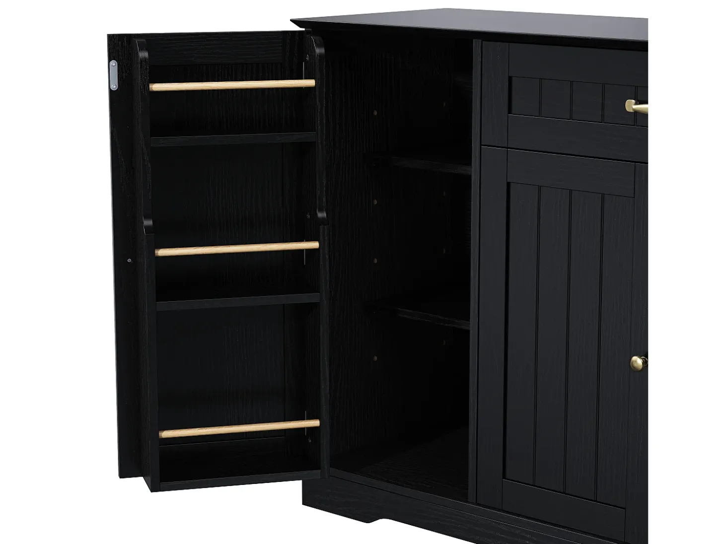 Buffet moderno 107x40x83.4cm - con 3 puertas y 1 cajón - con estantes ajustables - Negro
