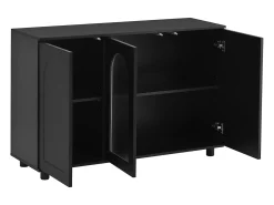Buffet moderno 120x40x78.5cm - con 3 puertas - con estantes ajustables - motivo en U - Negro