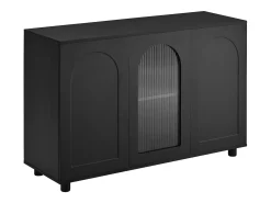 Buffet moderno 120x40x78.5cm - con 3 puertas - con estantes ajustables - motivo en U - Negro