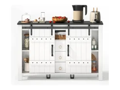 Buffet moderno 120x40x80cm - con 2 puertas correderas y 3 cajones - Blanco + Marrón