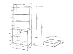 Buffet Oma haaus, Roble Sonoma Oscuro/Blanco, L 84 cm