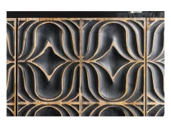 Buffet PALAZZO 180 cm – Madera maciza gris y dorada – Tallado estilo retro-veneciano
