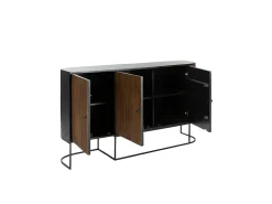 Buffet redondo de madera de mango y metal Ysé - Mueble elegante y práctico para salones modernos y tradicionales