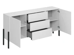 Buffet SALMA 2 puertas & 3 cajones Push-to-Open – Blanco Super Mate & Negro Mate, 184×90×40 cm