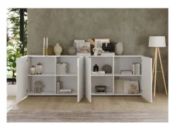 Buffet SCENA – 241×84×42 cm – 4 puertas – Blanco lacado