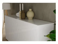Buffet SCENA – L181 x H84 x P42 cm – 3 puertas – Blanco lacado brillante