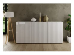 Buffet SCENA – L181 x H84 x P42 cm – 3 puertas – Blanco lacado brillante