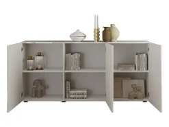 Buffet SCENA – L181 x H84 x P42 cm – 3 puertas – Blanco lacado brillante