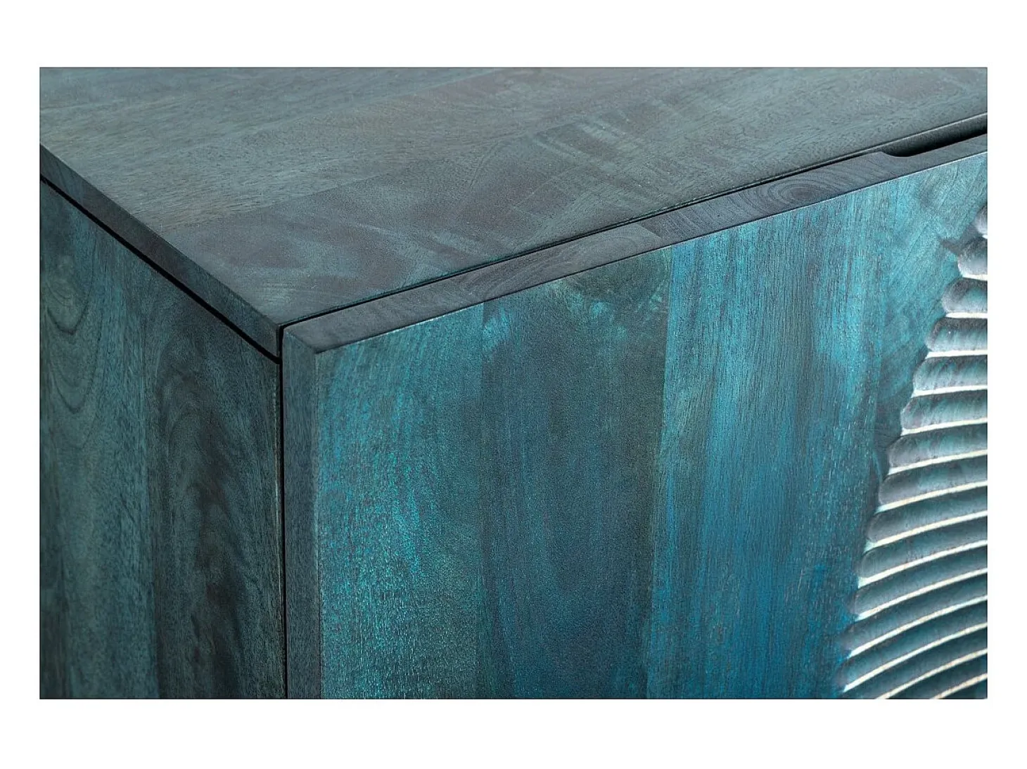 Buffet SOLARIS 180 cm en madera maciza tallada azul y dorada – 4 puertas