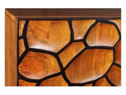 Buffet TERRAKAN 180 cm – Madera Maciza de Mango Marrón – Frente Tallado 3D