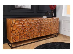 Buffet TERRAKAN 180 cm – Madera Maciza de Mango Marrón – Frente Tallado 3D