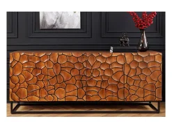 Buffet TERRAKAN 180 cm – Madera Maciza de Mango Marrón – Frente Tallado 3D