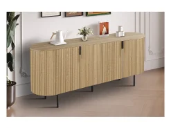 Buffet VAGOS – Color roble natural – 4 puertas – 200 cm – Gran aparador moderno – Almacenamiento espacioso