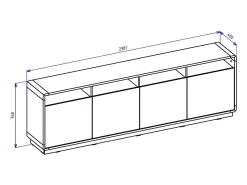 Buffet XL 240cm colección VILLA. Color roble y negro. 4 puertas y 4 nichos.