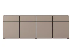 Buffet XL coloris beige et noir 225cm collection HAVANA. Aparador de diseño con 4 puertas y 4 cajones.