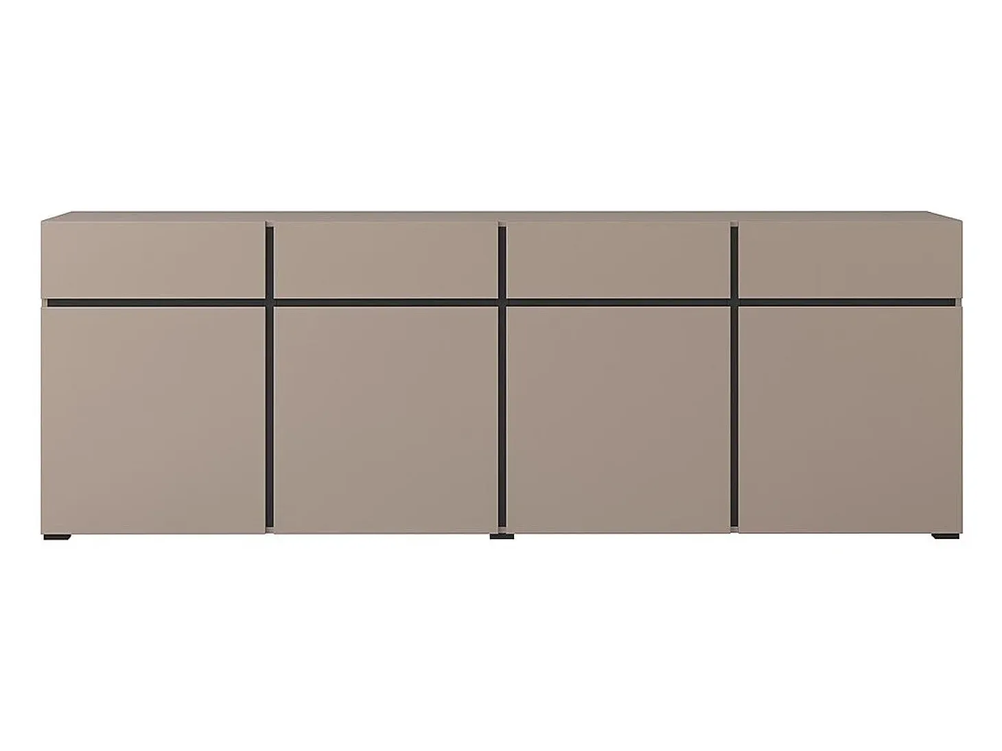 Buffet XL coloris beige et noir 225cm collection HAVANA. Aparador de diseño con 4 puertas y 4 cajones.