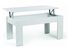 Buyqualia Mesa de Centro de Madera Rectangular elevable con Compartimento bajo Tapa Color (Blanco) (51/63x105x55 cm)