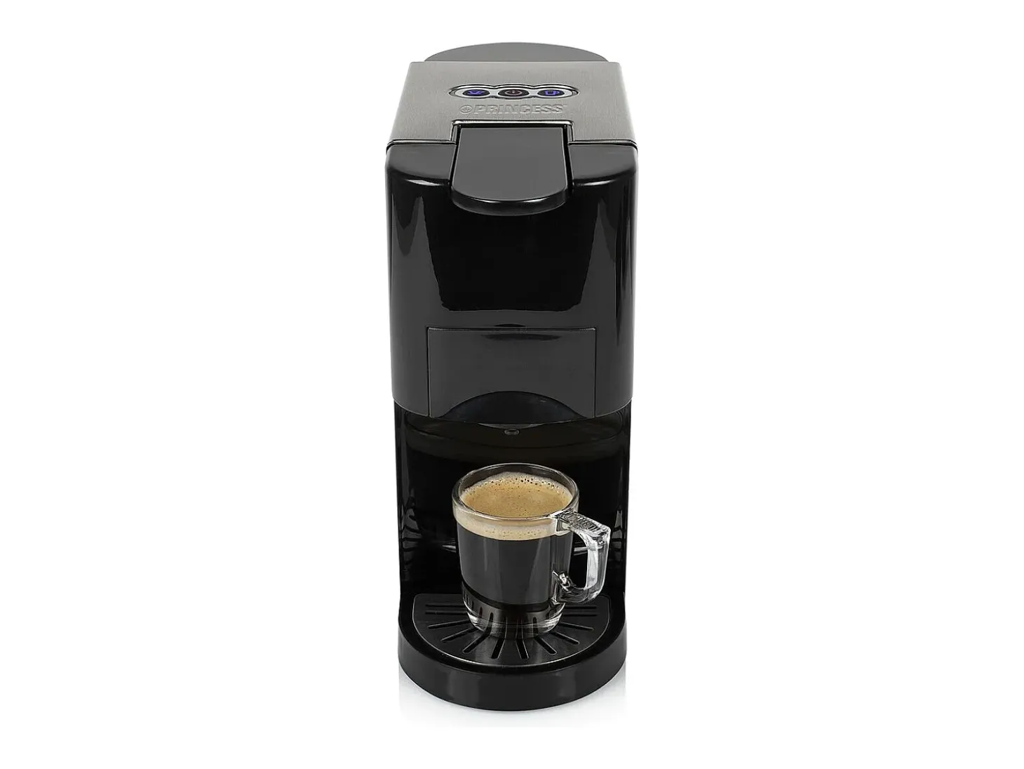 Cafetera de cápsulas Princess 249451 1450W 19 bar apta para café molido inox