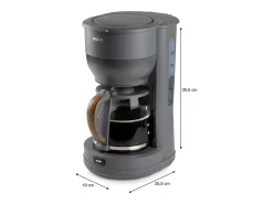 Cafetera de filtro DOMO DO754K 1,25L 10 tazas diseño gris mate y madera, 1000W, jarra de vidrio, apagado automático