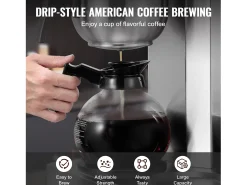 Cafetera de Filtro SucceBuy Comercial 12 Tazas con 3 Jarras y Placas Calefactoras, Toma de Agua Automática para Restaurante, Oficina, Cafetería
