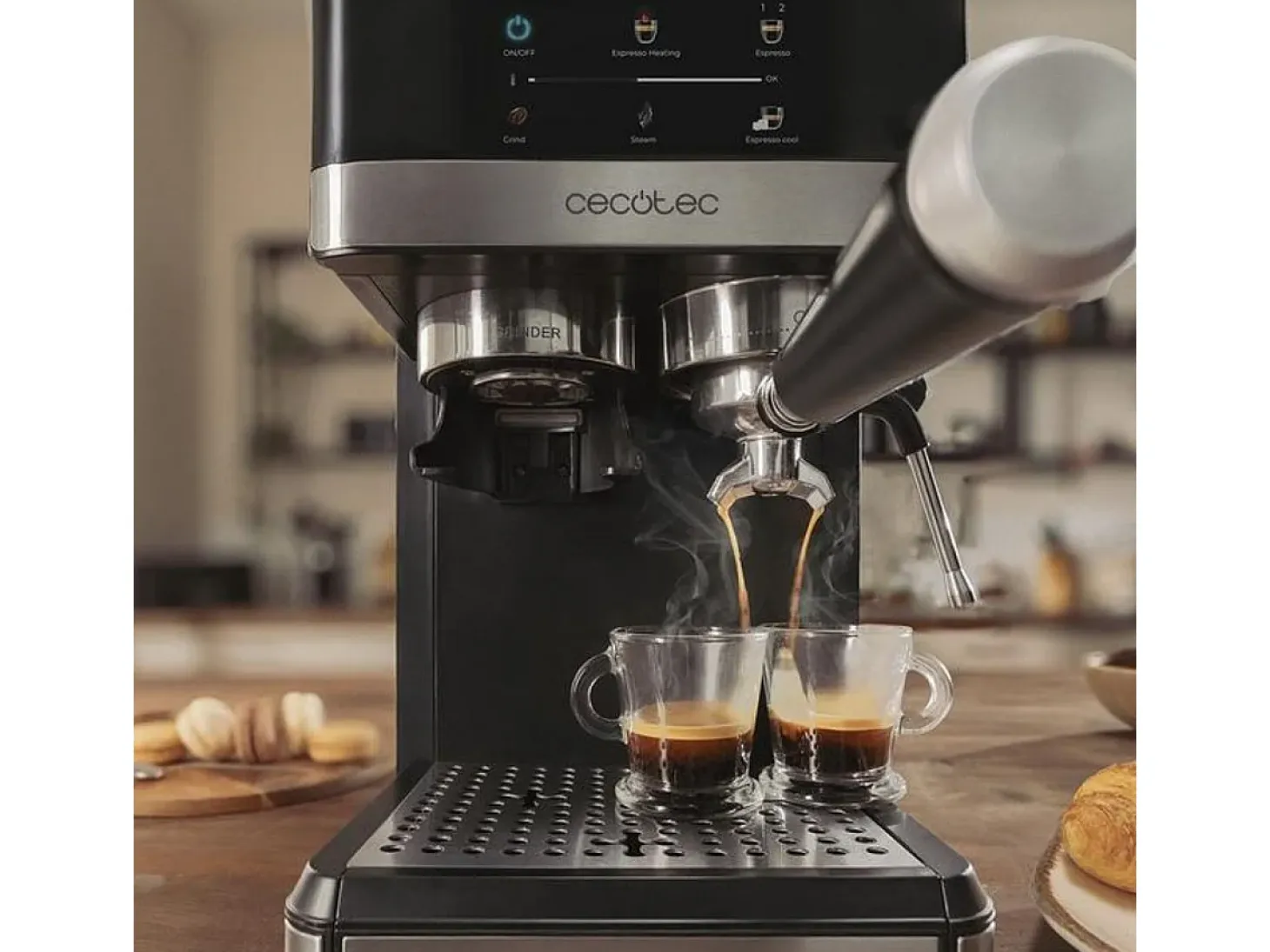 Cafetera Espresso Cecotec Power Espresso 20 Grind 1350W 1-2 tazas 1,7L negro