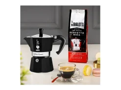Cafetera Italiana Bialetti Moka Express 3 Tazas 100ml Negra - Compatible con Todos los Fuegos Excepto Inducción
