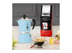Cafetera Italiana Bialetti Rainbow 6 Tazas 270 ml Aluminio Azul Claro