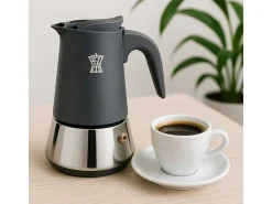 Cafetera Italiana Pezzetti Steelexpress 6 Tazas Acero Inoxidable Todos Fuegos Inducción Azul Índigo