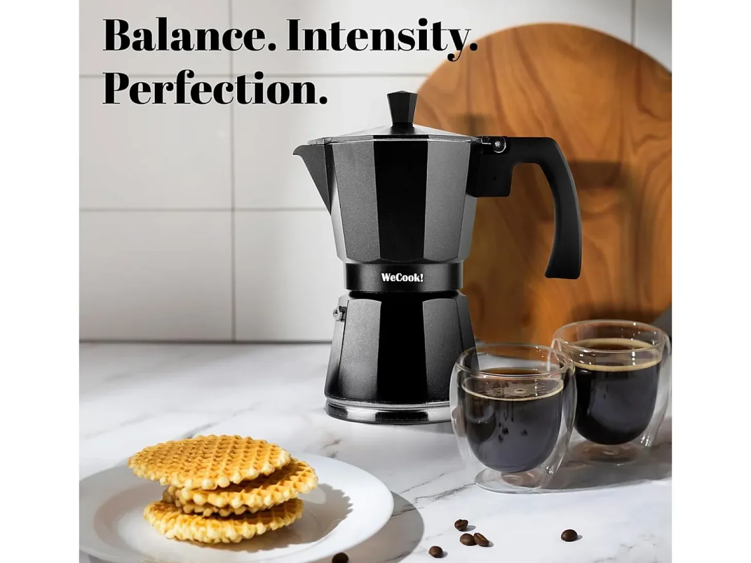 Cafetera italiana Wecook Luccia 9 tazas aluminio negro