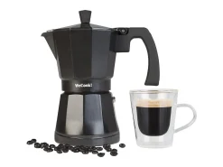 Cafetera italiana Wecook Luccia 9 tazas aluminio negro