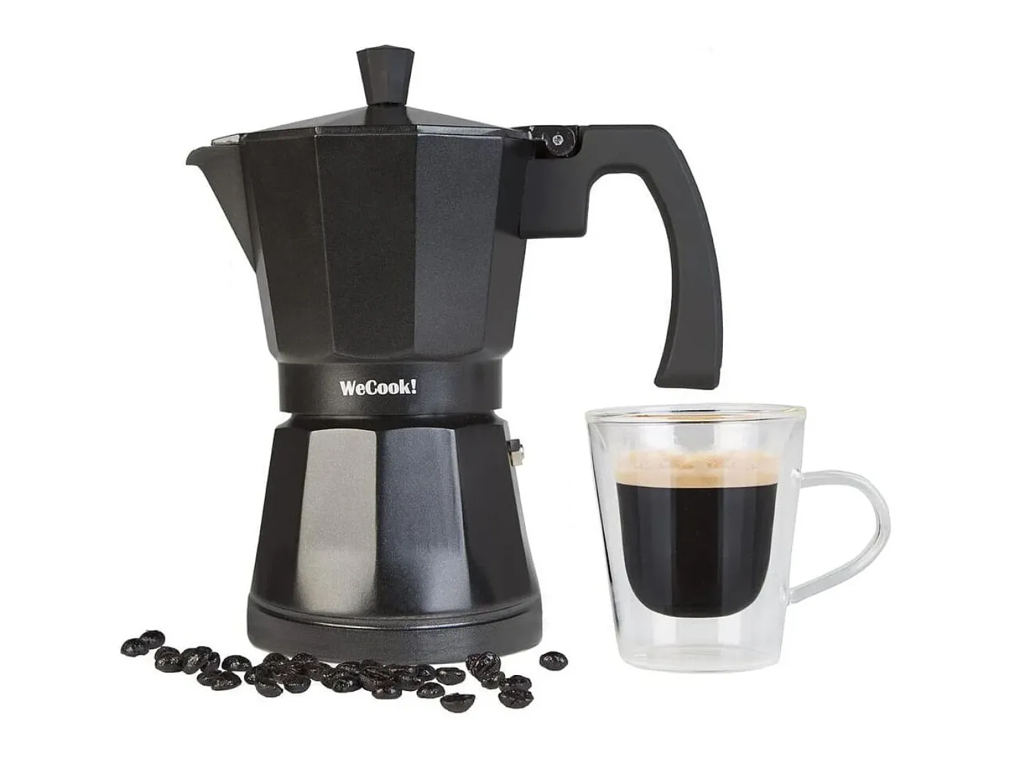 Cafetera italiana Wecook Luccia 9 tazas aluminio negro
